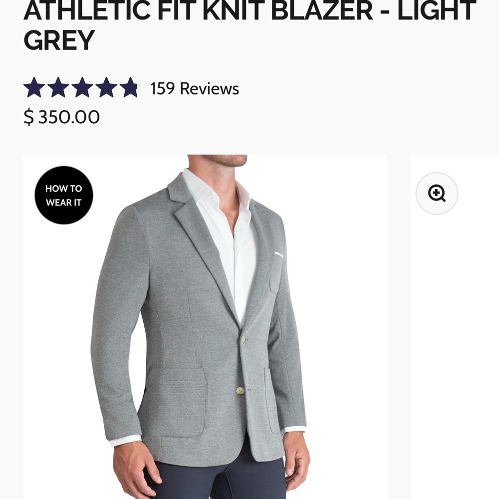 State & Liberty Athletic Fit Knit Blazer - Light Gray - Size 40R